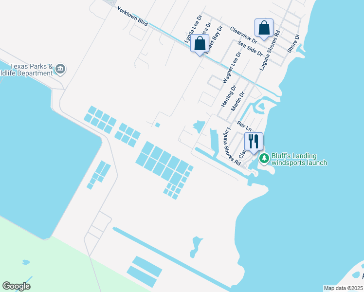 map of restaurants, bars, coffee shops, grocery stores, and more near 309 Easy Circle in Corpus Christi