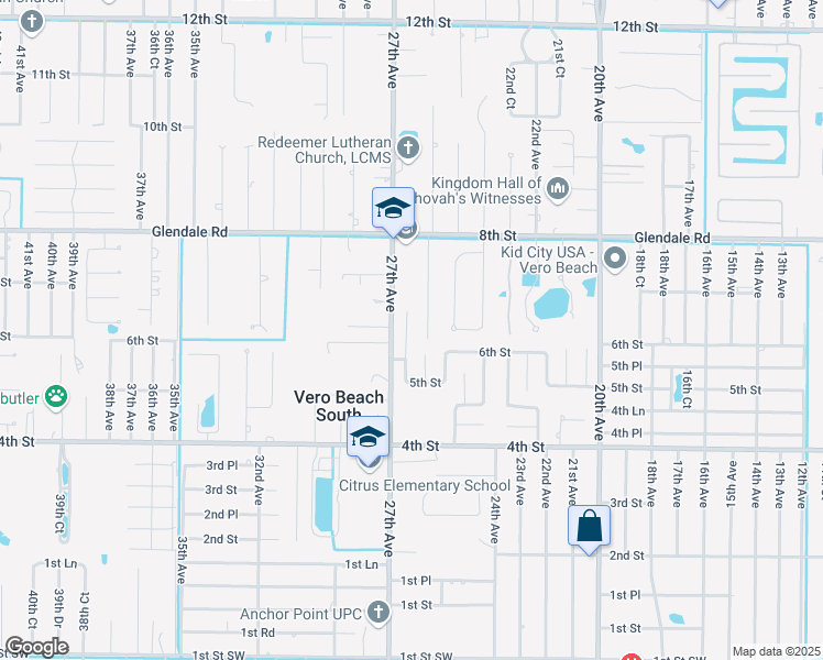 map of restaurants, bars, coffee shops, grocery stores, and more near 650 26th Court in Vero Beach