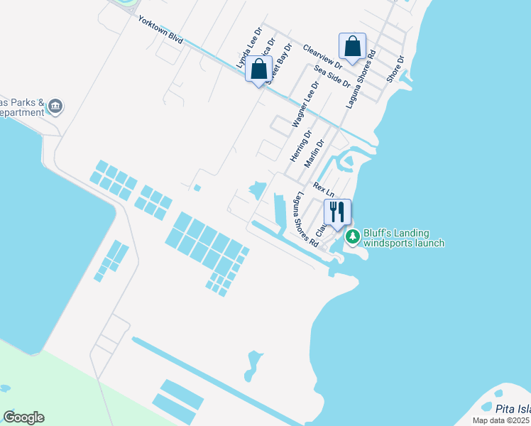 map of restaurants, bars, coffee shops, grocery stores, and more near 4157 Whiteley Drive in Corpus Christi