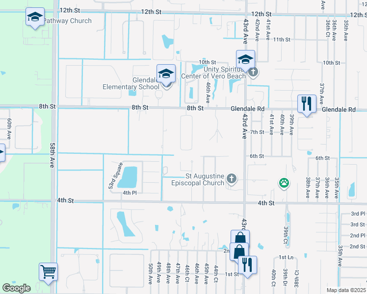 map of restaurants, bars, coffee shops, grocery stores, and more near 742 46th Square in Vero Beach