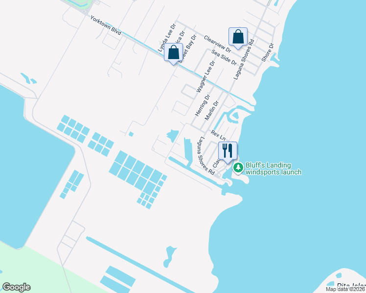 map of restaurants, bars, coffee shops, grocery stores, and more near 4141 Whiteley Drive in Corpus Christi