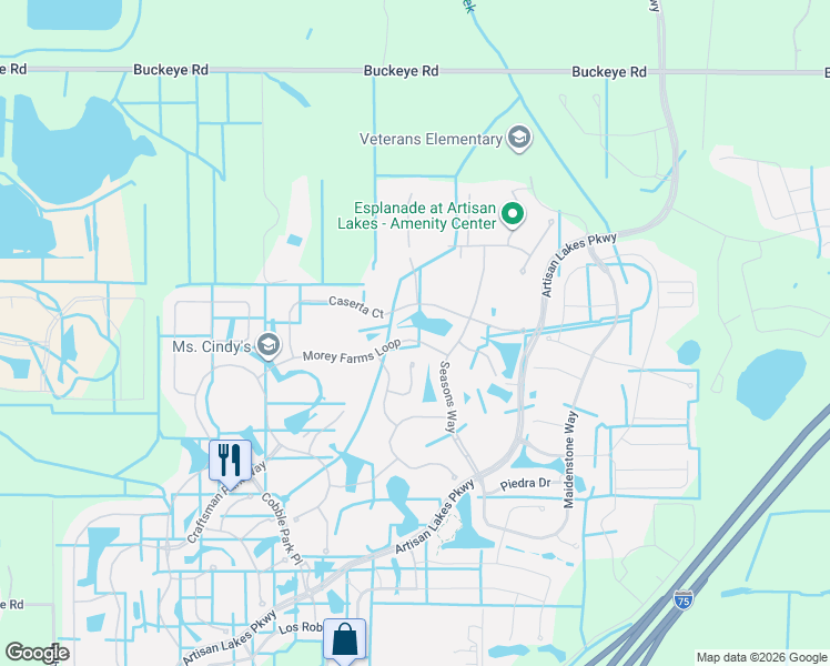 map of restaurants, bars, coffee shops, grocery stores, and more near Morey Farms Loop in Palmetto