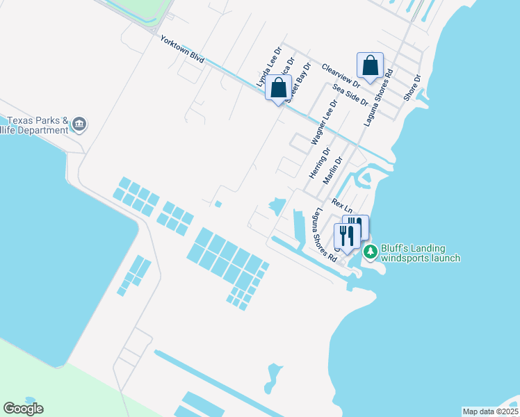 map of restaurants, bars, coffee shops, grocery stores, and more near 4201 Easy Street in Corpus Christi