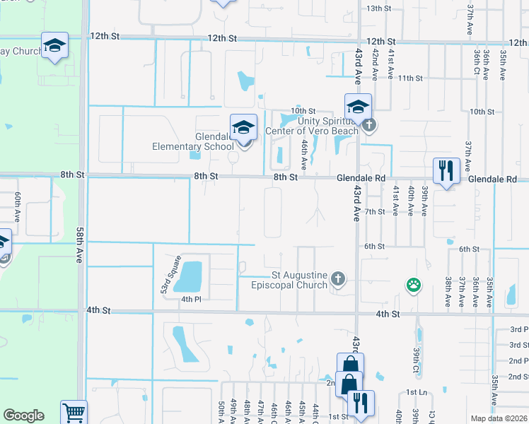 map of restaurants, bars, coffee shops, grocery stores, and more near 754 46th Square in Vero Beach