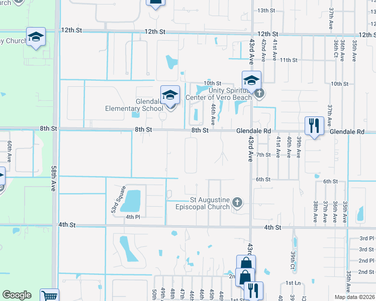 map of restaurants, bars, coffee shops, grocery stores, and more near 754 46th Square in Vero Beach