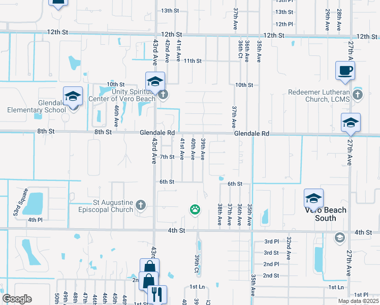 map of restaurants, bars, coffee shops, grocery stores, and more near 715 40th Avenue in Vero Beach