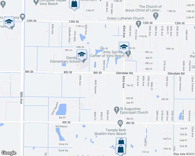 map of restaurants, bars, coffee shops, grocery stores, and more near 707 46th Square in Vero Beach