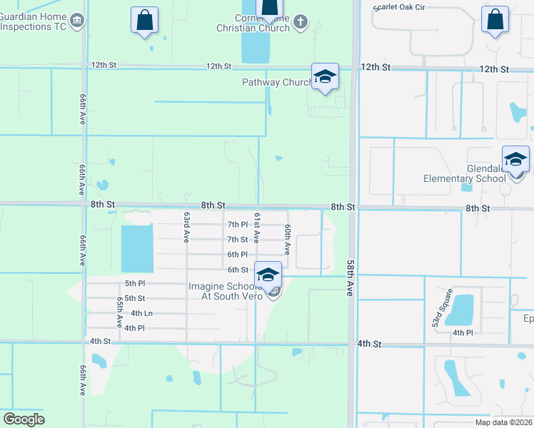 map of restaurants, bars, coffee shops, grocery stores, and more near 6085 7th Lane in Vero Beach