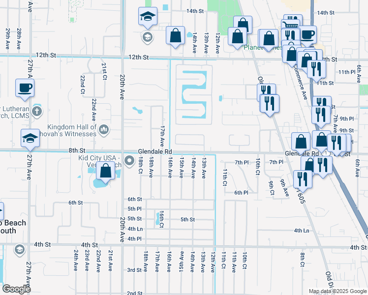 map of restaurants, bars, coffee shops, grocery stores, and more near 835 Green Leaf Circle in Vero Beach