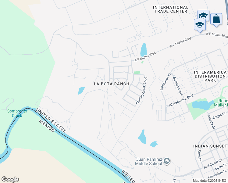 map of restaurants, bars, coffee shops, grocery stores, and more near 504 Scissor Trail Circle in Laredo