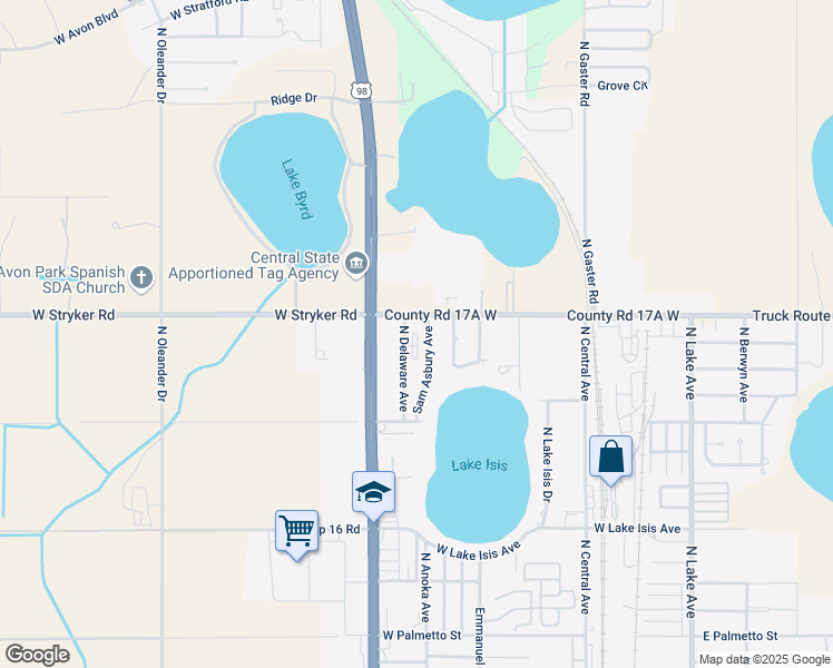 map of restaurants, bars, coffee shops, grocery stores, and more near 1680 North Delaware Avenue in Avon Park