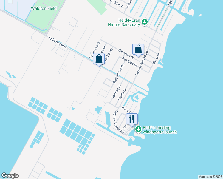 map of restaurants, bars, coffee shops, grocery stores, and more near 4022 Herring Drive in Corpus Christi