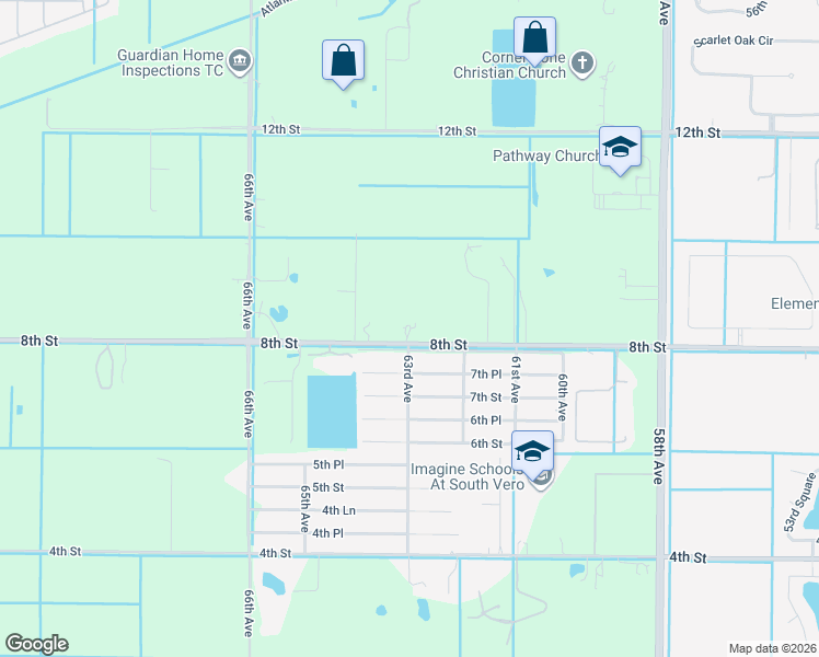 map of restaurants, bars, coffee shops, grocery stores, and more near 6320 8th Street in Vero Beach