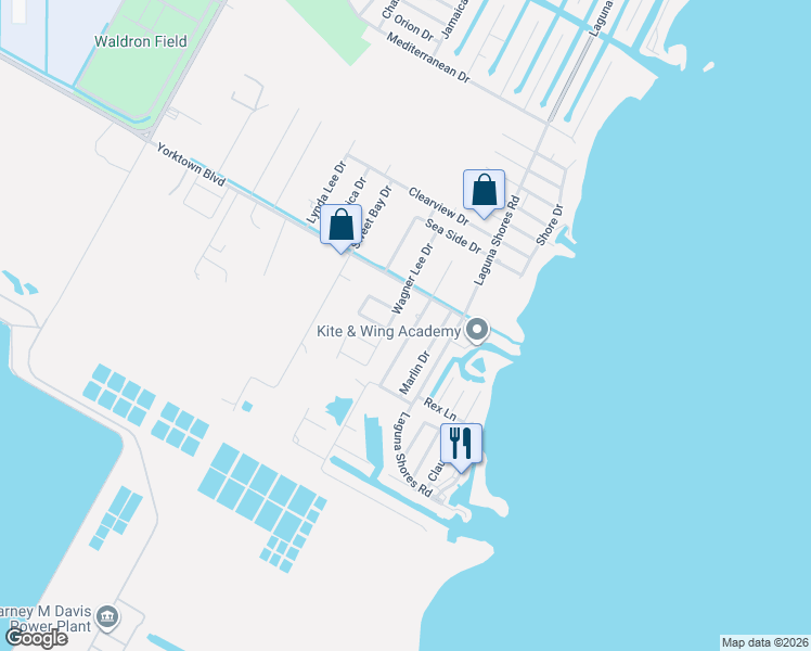 map of restaurants, bars, coffee shops, grocery stores, and more near 201 Portsmouth Drive in Corpus Christi