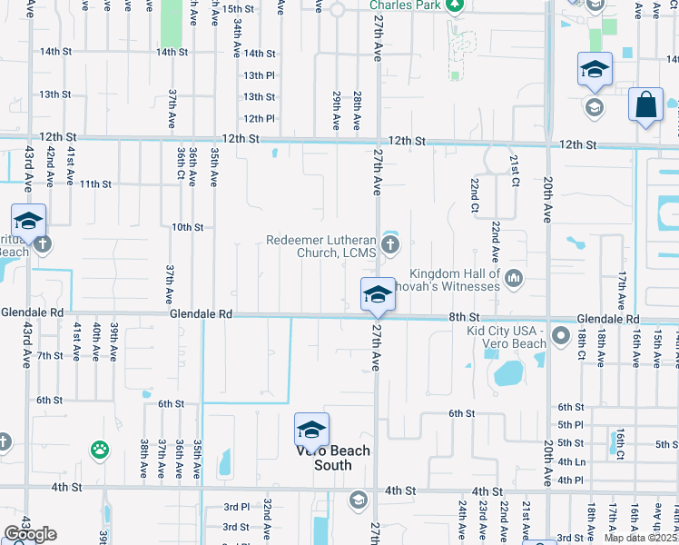 map of restaurants, bars, coffee shops, grocery stores, and more near 856 28th Avenue in Vero Beach