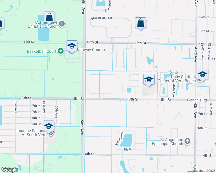 map of restaurants, bars, coffee shops, grocery stores, and more near 5550 8th Street in Vero Beach
