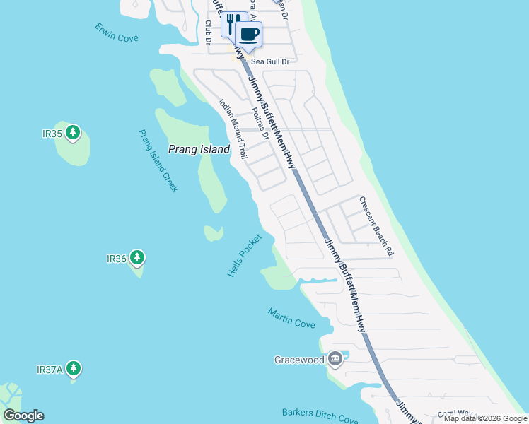 map of restaurants, bars, coffee shops, grocery stores, and more near 1065 Winding River Road in Vero Beach
