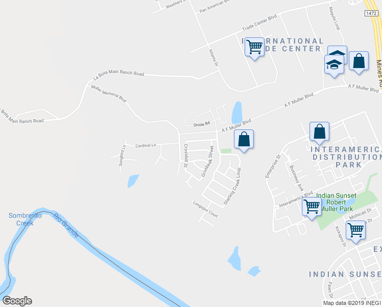 map of restaurants, bars, coffee shops, grocery stores, and more near 503 Goldfinch Street in Laredo