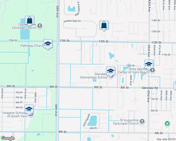 map of restaurants, bars, coffee shops, grocery stores, and more near 5440 8th Street in Vero Beach