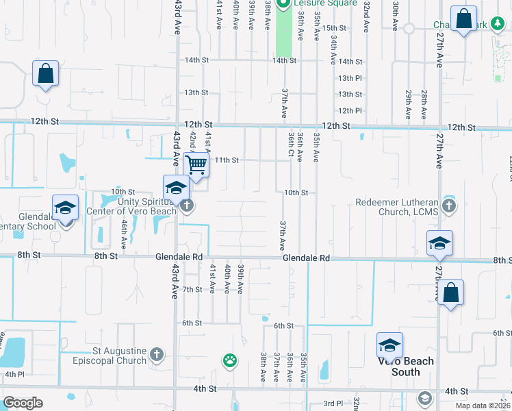map of restaurants, bars, coffee shops, grocery stores, and more near 3827 9th Lane in Vero Beach