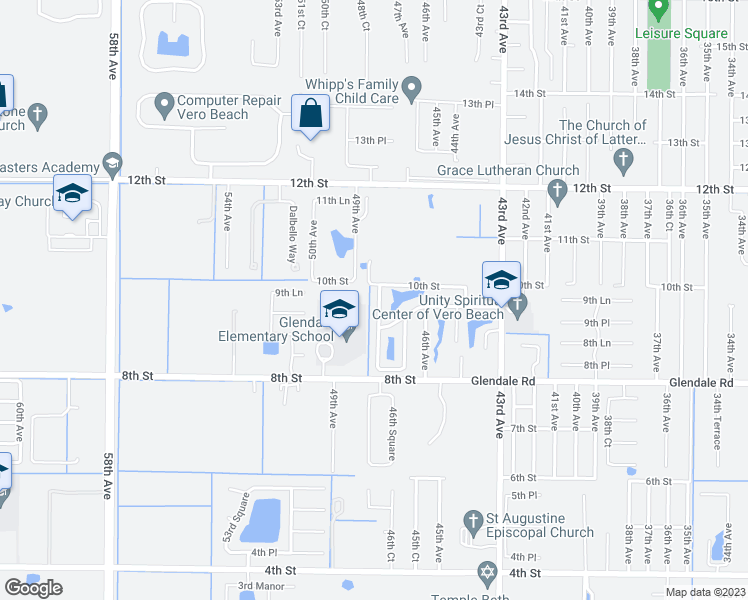 map of restaurants, bars, coffee shops, grocery stores, and more near 971 48th Avenue in Vero Beach