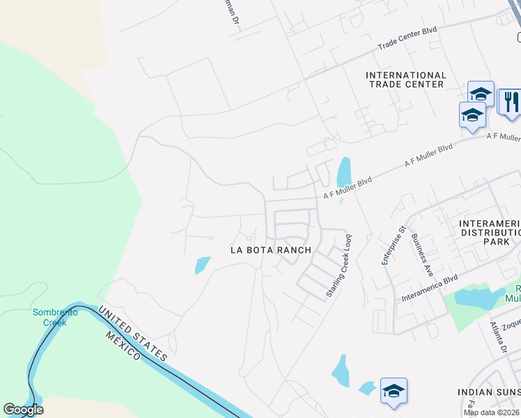 map of restaurants, bars, coffee shops, grocery stores, and more near 154 Cardinal Lane in Laredo