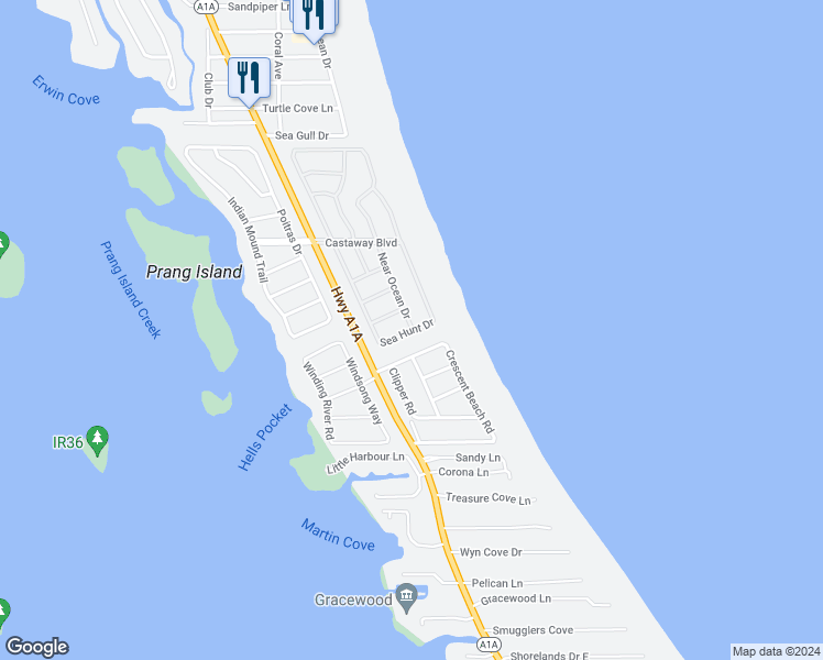 map of restaurants, bars, coffee shops, grocery stores, and more near 502 Near Ocean Drive in Vero Beach
