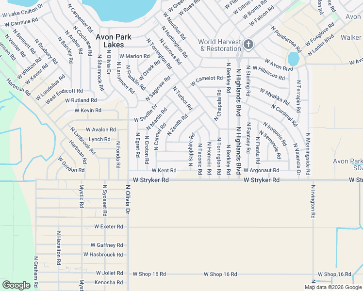 map of restaurants, bars, coffee shops, grocery stores, and more near 2469 West Phorus Road in Avon Park