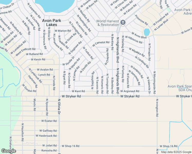 map of restaurants, bars, coffee shops, grocery stores, and more near 1848-1898 North Sapphire Road in Avon Park