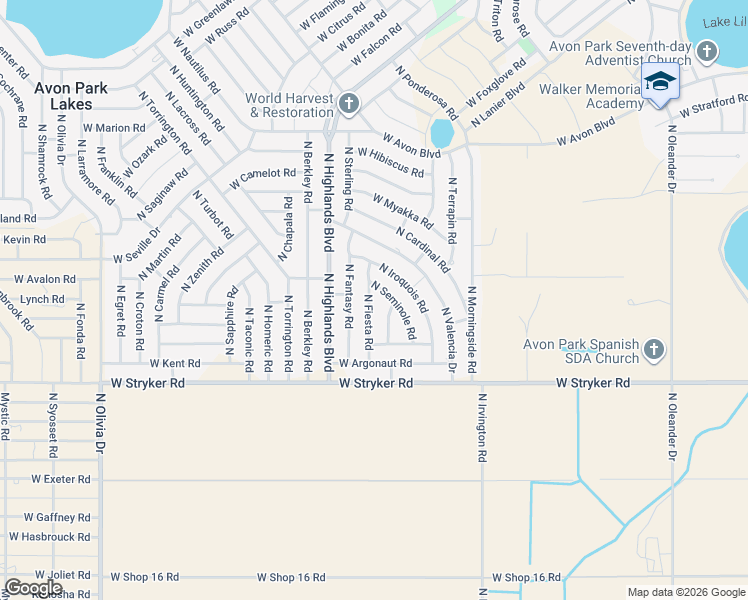 map of restaurants, bars, coffee shops, grocery stores, and more near 1880-1898 North Fiesta Road in Avon Park