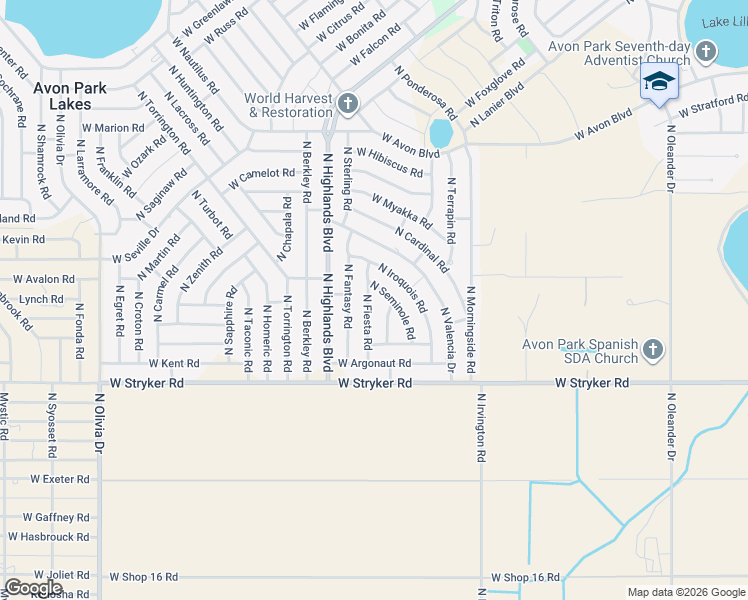 map of restaurants, bars, coffee shops, grocery stores, and more near 1880 North Fiesta Road in Avon Park