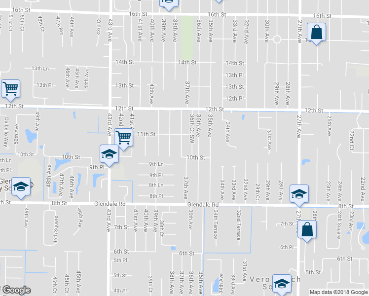 map of restaurants, bars, coffee shops, grocery stores, and more near 1036 37th Avenue in Vero Beach