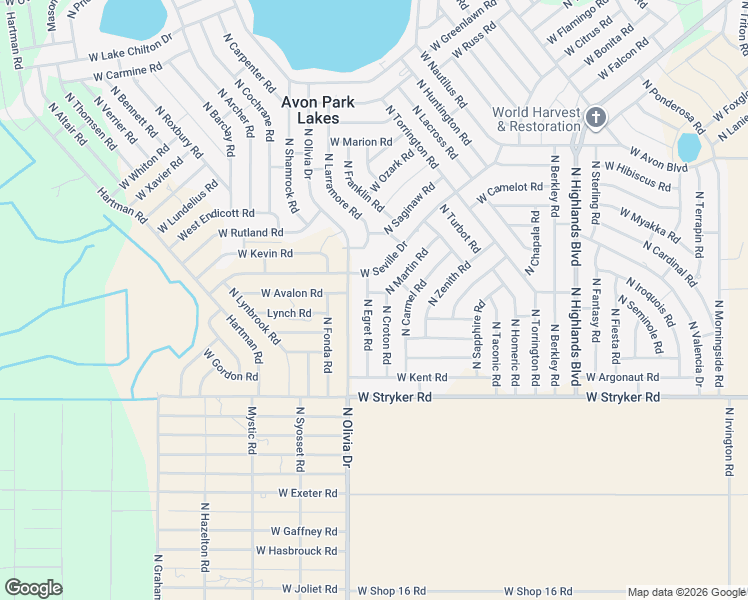 map of restaurants, bars, coffee shops, grocery stores, and more near 1900 North Martin Road in Avon Park