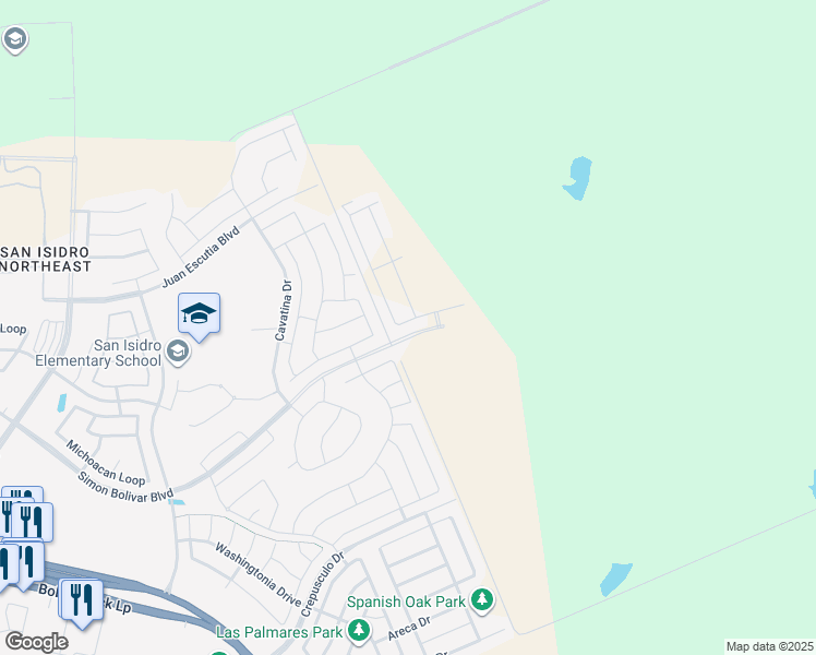 map of restaurants, bars, coffee shops, grocery stores, and more near 622 Laja Loop in Laredo