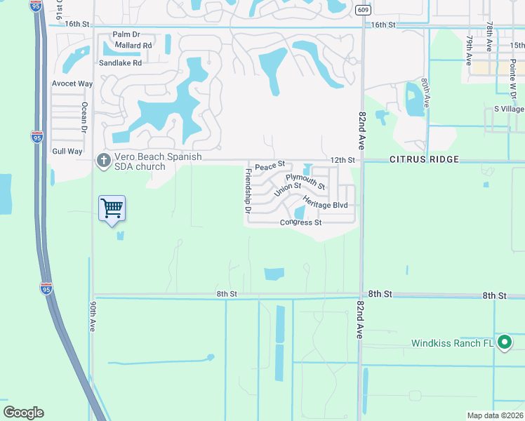 map of restaurants, bars, coffee shops, grocery stores, and more near 449 Union Street in Vero Beach
