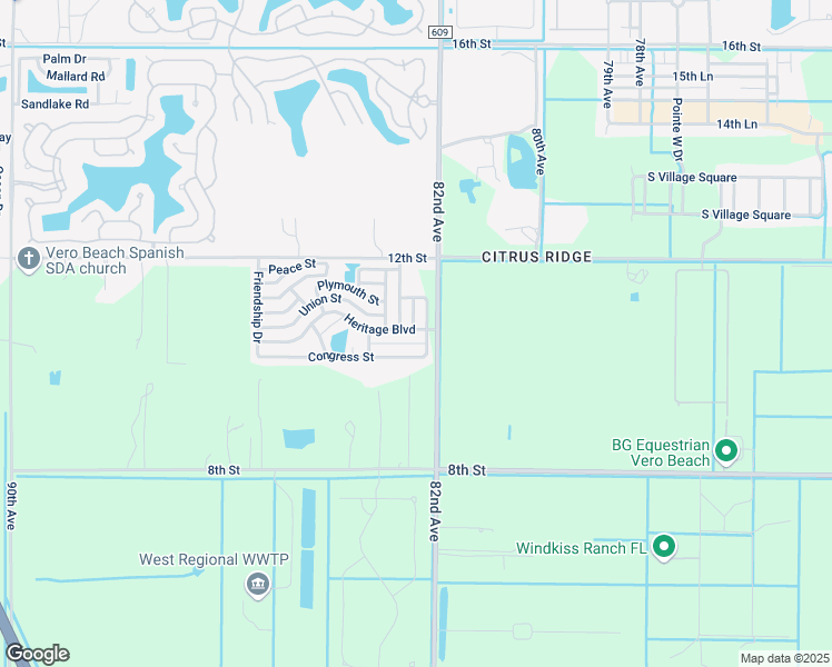 map of restaurants, bars, coffee shops, grocery stores, and more near 307 Heritage Boulevard in Vero Beach