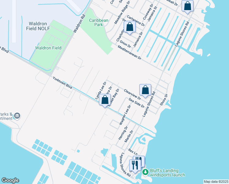 map of restaurants, bars, coffee shops, grocery stores, and more near 3730 Sweet Bay Drive in Corpus Christi