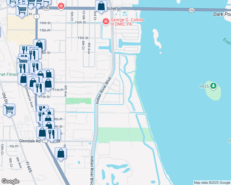 map of restaurants, bars, coffee shops, grocery stores, and more near 1152 Cheval Drive in Vero Beach