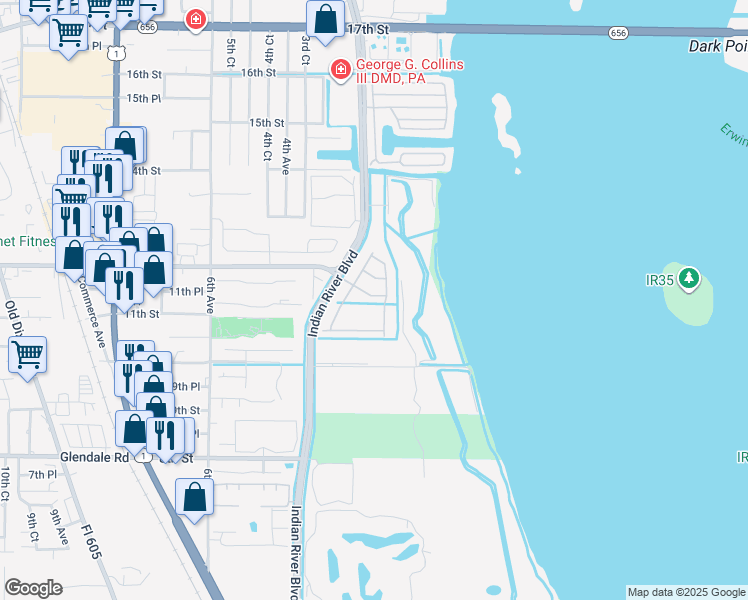 map of restaurants, bars, coffee shops, grocery stores, and more near 1152 Cheval Drive in Vero Beach