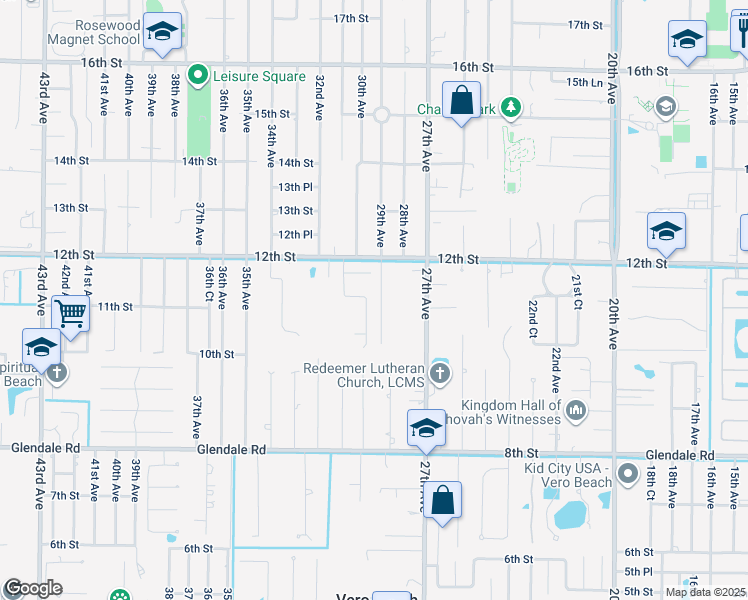 map of restaurants, bars, coffee shops, grocery stores, and more near 1110 31st Avenue in Vero Beach