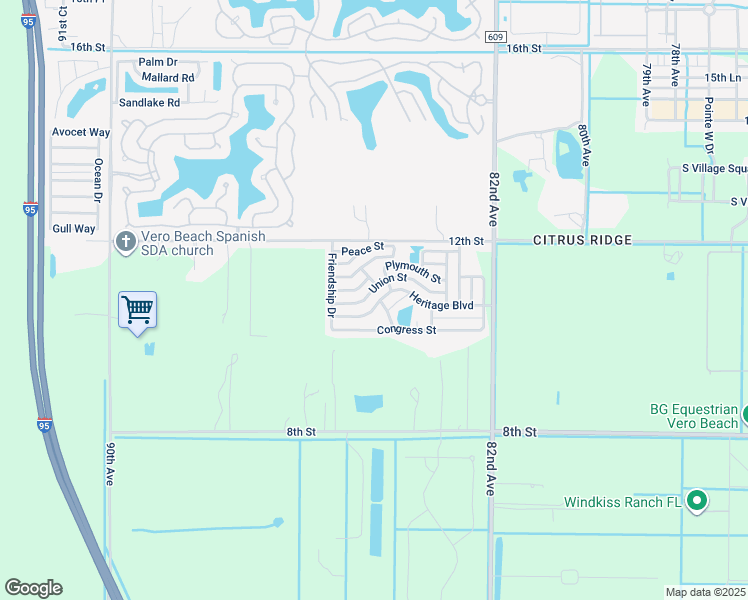map of restaurants, bars, coffee shops, grocery stores, and more near 330 Heritage Boulevard in Vero Beach