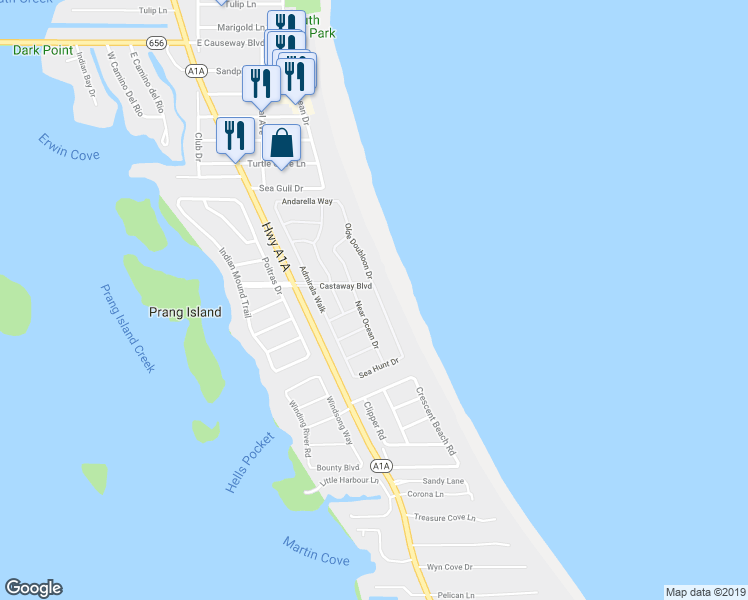 map of restaurants, bars, coffee shops, grocery stores, and more near 1131 Olde Doubloon Drive in Vero Beach