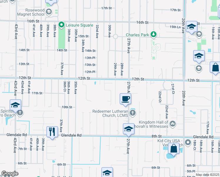 map of restaurants, bars, coffee shops, grocery stores, and more near 1110 31st Avenue in Vero Beach