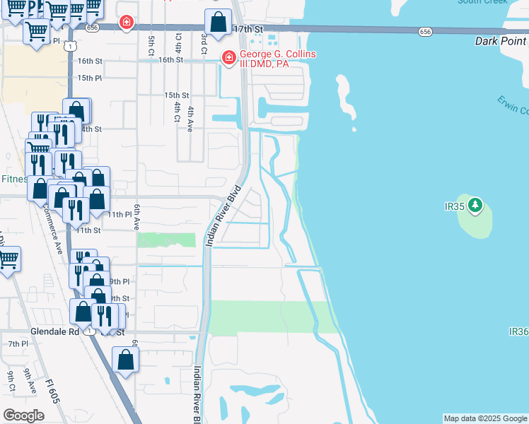 map of restaurants, bars, coffee shops, grocery stores, and more near 1152 Cheval Drive in Vero Beach