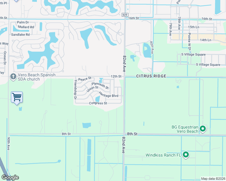 map of restaurants, bars, coffee shops, grocery stores, and more near 41 Freedom Drive in Vero Beach