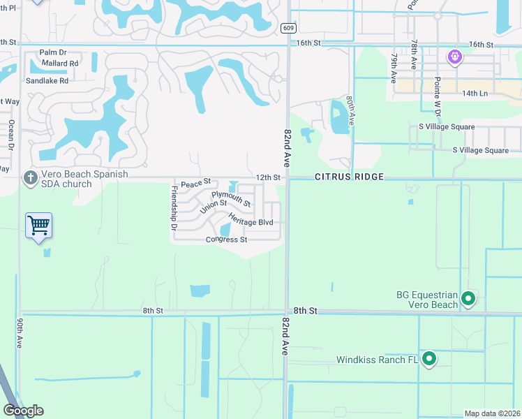 map of restaurants, bars, coffee shops, grocery stores, and more near 49 Freedom Drive in Vero Beach