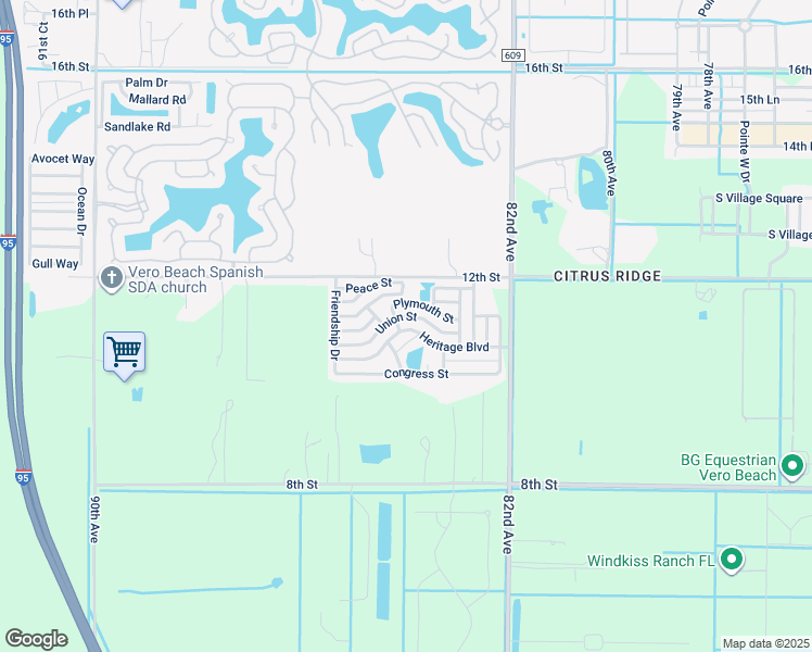 map of restaurants, bars, coffee shops, grocery stores, and more near 330 Heritage Boulevard in Vero Beach