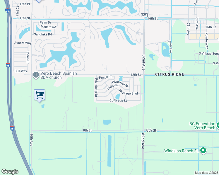 map of restaurants, bars, coffee shops, grocery stores, and more near 548 Union Street in Vero Beach