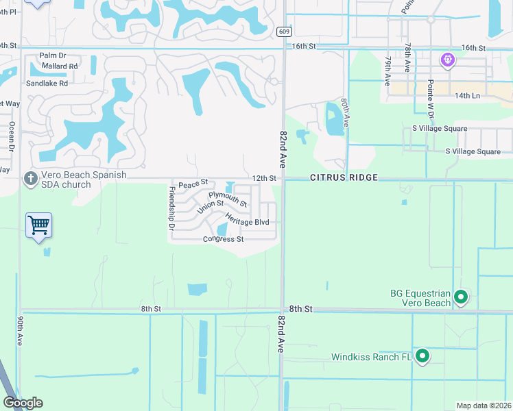 map of restaurants, bars, coffee shops, grocery stores, and more near 41 Freedom Drive in Vero Beach