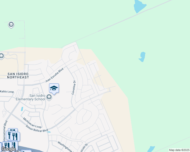 map of restaurants, bars, coffee shops, grocery stores, and more near Unnamed Road in Laredo